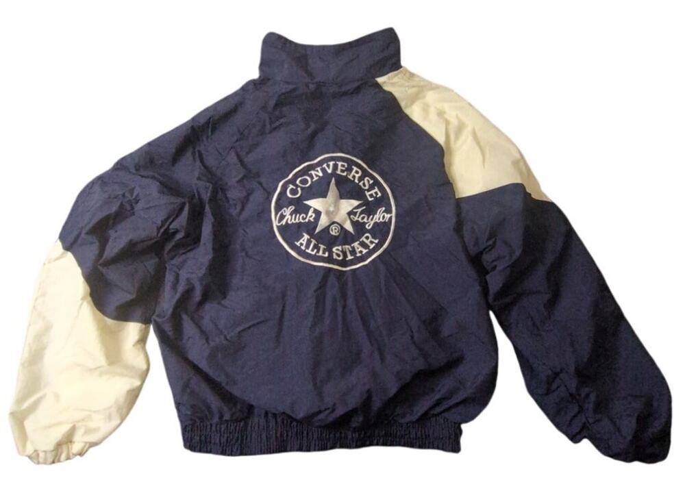 Vintage 90s Converse All Star Windbreaker Jacket Mens XXL Colorblock Blue Cream